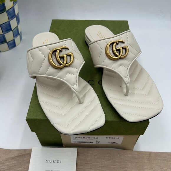 Women's Gucci GG Marmont quilted leather sandals size 39.5 made in Italy - Picture 1 of 10